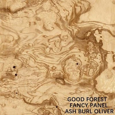 Immaginazione allungata Ash Burl Oliver Wood Veneer Book Match naturale di dimensione che impiomba per l'iso della decorazione dell'hotel