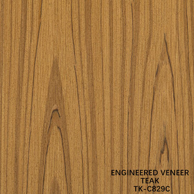 Legno di teak ingegnerizzato veneer foglio di fronte pannello di lusso corona grano 0,55 mm di spessore per il gabinetto