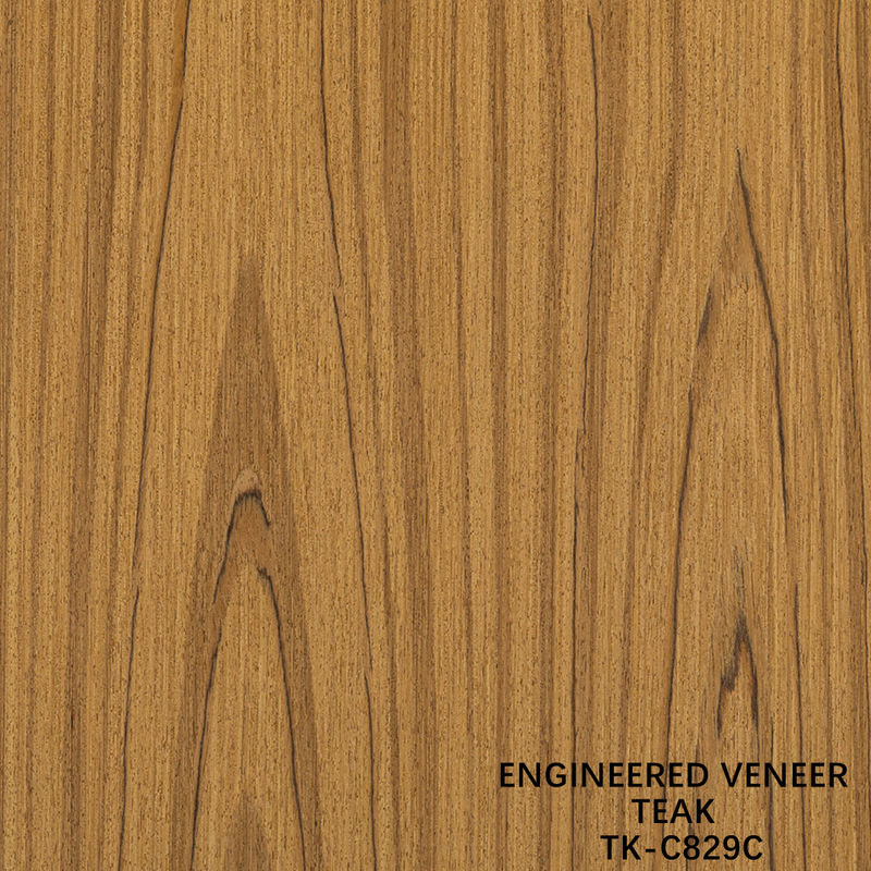 Legno di teak ingegnerizzato veneer foglio di fronte pannello di lusso corona grano 0,55 mm di spessore per il gabinetto