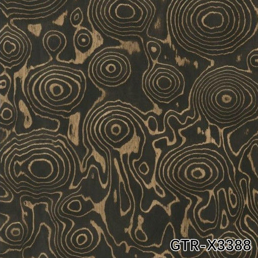 Veneer artificiale di legno di anello d'albero d'oro 0.30mm G.TR-X3388 taglio a fetta per la faccia del gabinetto