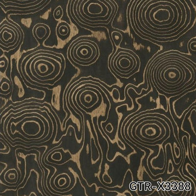 Veneer artificiale di legno di anello d'albero d'oro 0.30mm G.TR-X3388 taglio a fetta per la faccia del gabinetto